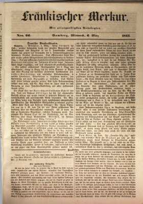 Fränkischer Merkur (Bamberger Zeitung) Mittwoch 6. März 1844