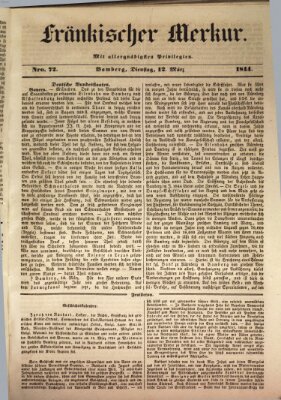 Fränkischer Merkur (Bamberger Zeitung) Dienstag 12. März 1844