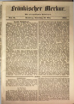 Fränkischer Merkur (Bamberger Zeitung) Donnerstag 14. März 1844