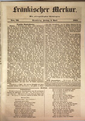 Fränkischer Merkur (Bamberger Zeitung) Freitag 5. April 1844