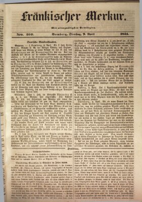 Fränkischer Merkur (Bamberger Zeitung) Dienstag 9. April 1844