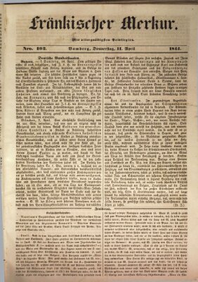 Fränkischer Merkur (Bamberger Zeitung) Donnerstag 11. April 1844