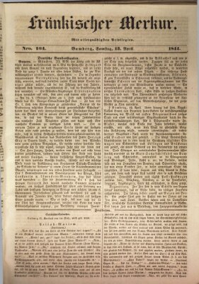 Fränkischer Merkur (Bamberger Zeitung) Samstag 13. April 1844