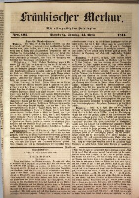 Fränkischer Merkur (Bamberger Zeitung) Sonntag 14. April 1844