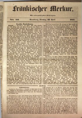 Fränkischer Merkur (Bamberger Zeitung) Dienstag 23. April 1844