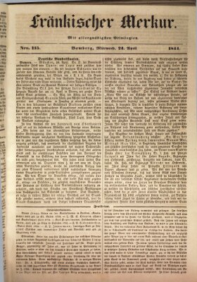 Fränkischer Merkur (Bamberger Zeitung) Mittwoch 24. April 1844