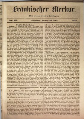 Fränkischer Merkur (Bamberger Zeitung) Freitag 26. April 1844