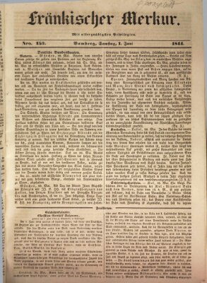 Fränkischer Merkur (Bamberger Zeitung) Samstag 1. Juni 1844