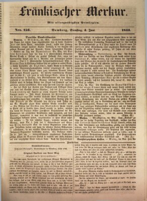 Fränkischer Merkur (Bamberger Zeitung) Dienstag 4. Juni 1844