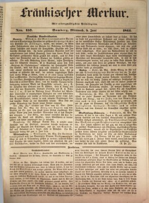 Fränkischer Merkur (Bamberger Zeitung) Mittwoch 5. Juni 1844