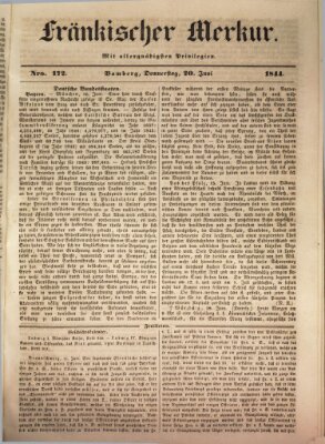 Fränkischer Merkur (Bamberger Zeitung) Donnerstag 20. Juni 1844