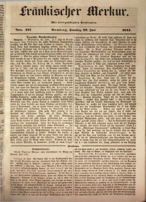 Fränkischer Merkur (Bamberger Zeitung) Samstag 29. Juni 1844