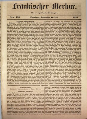 Fränkischer Merkur (Bamberger Zeitung) Donnerstag 11. Juli 1844