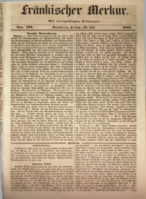 Fränkischer Merkur (Bamberger Zeitung) Freitag 12. Juli 1844