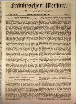 Fränkischer Merkur (Bamberger Zeitung) Sonntag 14. Juli 1844