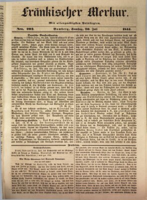 Fränkischer Merkur (Bamberger Zeitung) Samstag 20. Juli 1844