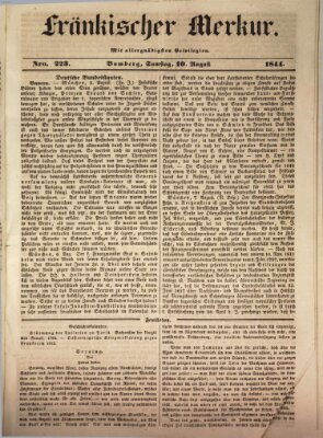 Fränkischer Merkur (Bamberger Zeitung) Samstag 10. August 1844