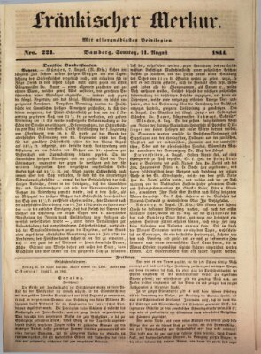 Fränkischer Merkur (Bamberger Zeitung) Sonntag 11. August 1844