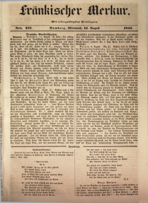 Fränkischer Merkur (Bamberger Zeitung) Mittwoch 14. August 1844