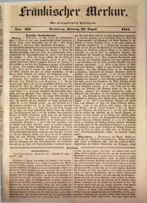 Fränkischer Merkur (Bamberger Zeitung) Sonntag 18. August 1844