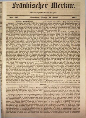 Fränkischer Merkur (Bamberger Zeitung) Montag 26. August 1844