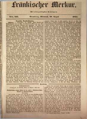 Fränkischer Merkur (Bamberger Zeitung) Mittwoch 28. August 1844