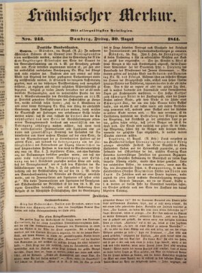 Fränkischer Merkur (Bamberger Zeitung) Freitag 30. August 1844