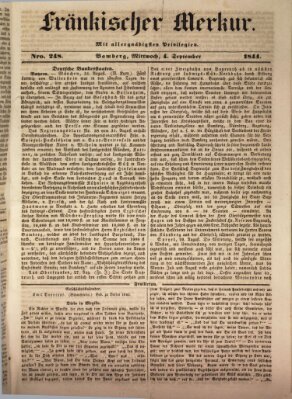 Fränkischer Merkur (Bamberger Zeitung) Mittwoch 4. September 1844