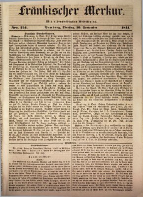 Fränkischer Merkur (Bamberger Zeitung) Dienstag 10. September 1844