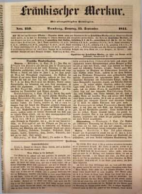 Fränkischer Merkur (Bamberger Zeitung) Sonntag 15. September 1844