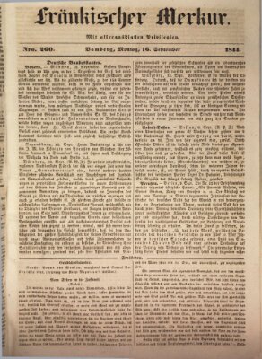 Fränkischer Merkur (Bamberger Zeitung) Montag 16. September 1844