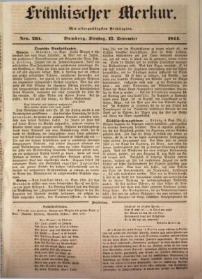 Fränkischer Merkur (Bamberger Zeitung) Dienstag 17. September 1844