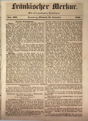 Fränkischer Merkur (Bamberger Zeitung) Mittwoch 18. September 1844