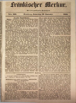 Fränkischer Merkur (Bamberger Zeitung) Donnerstag 19. September 1844