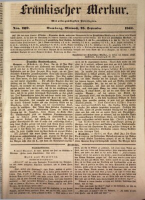 Fränkischer Merkur (Bamberger Zeitung) Mittwoch 25. September 1844