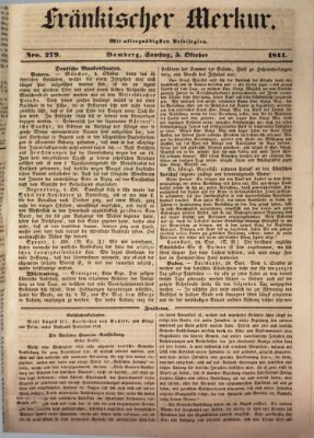 Fränkischer Merkur (Bamberger Zeitung) Samstag 5. Oktober 1844