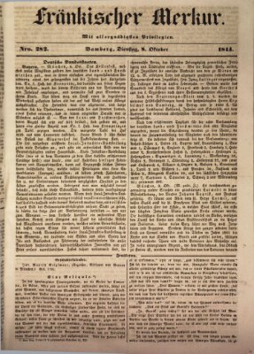 Fränkischer Merkur (Bamberger Zeitung) Dienstag 8. Oktober 1844