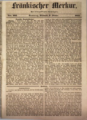 Fränkischer Merkur (Bamberger Zeitung) Mittwoch 9. Oktober 1844