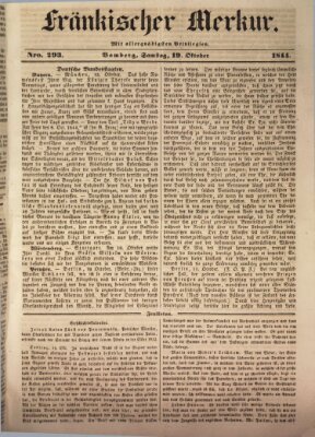 Fränkischer Merkur (Bamberger Zeitung) Samstag 19. Oktober 1844