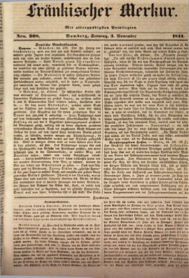 Fränkischer Merkur (Bamberger Zeitung) Sonntag 3. November 1844