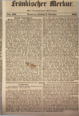 Fränkischer Merkur (Bamberger Zeitung) Dienstag 5. November 1844