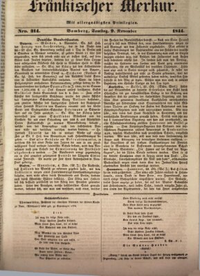 Fränkischer Merkur (Bamberger Zeitung) Samstag 9. November 1844