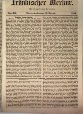 Fränkischer Merkur (Bamberger Zeitung) Sonntag 10. November 1844