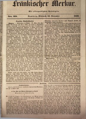 Fränkischer Merkur (Bamberger Zeitung) Mittwoch 13. November 1844