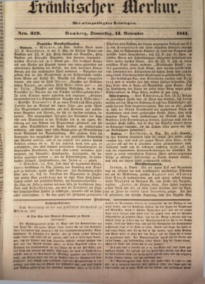 Fränkischer Merkur (Bamberger Zeitung) Donnerstag 14. November 1844