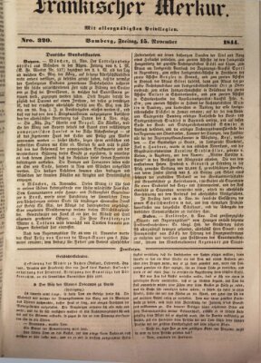 Fränkischer Merkur (Bamberger Zeitung) Freitag 15. November 1844