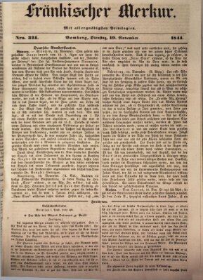 Fränkischer Merkur (Bamberger Zeitung) Dienstag 19. November 1844