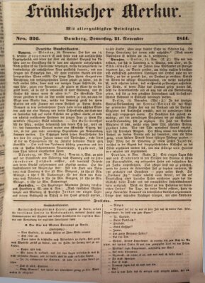 Fränkischer Merkur (Bamberger Zeitung) Donnerstag 21. November 1844