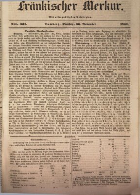 Fränkischer Merkur (Bamberger Zeitung) Dienstag 26. November 1844