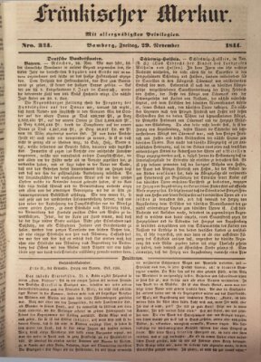 Fränkischer Merkur (Bamberger Zeitung) Freitag 29. November 1844